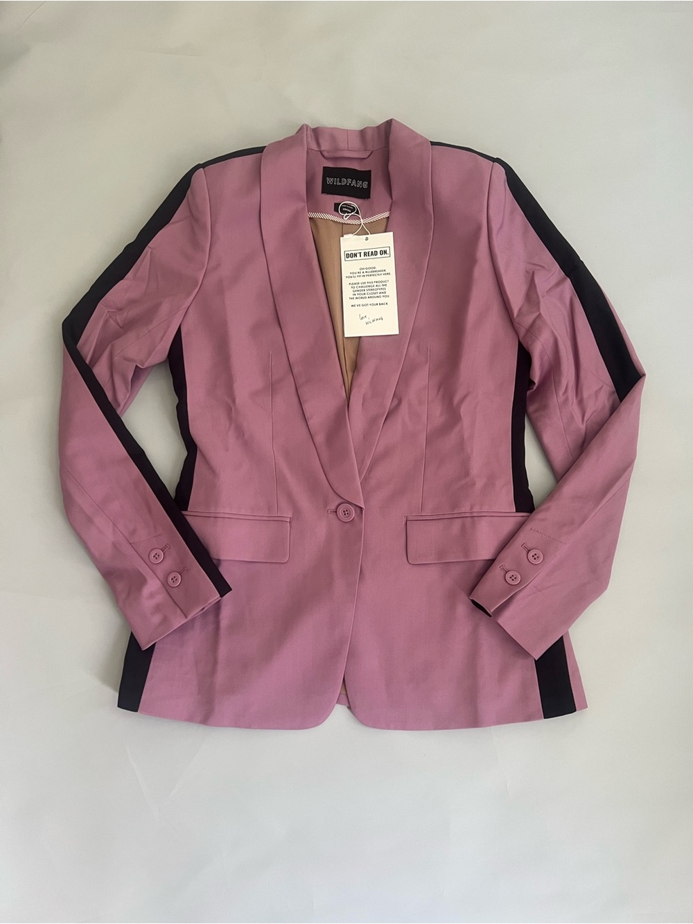 Wildfang The Empower Color Block Tuxedo Blazer Mauve Black Side Stripe Size XS